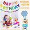4PCS Pre-Strung Happy Birthday Banner - Felt Happy Birthday Garland, Ball Garland, Felt Pennant Flag, Colorful Thread Tassel Rainbow Party Decorations for Women Men Kids